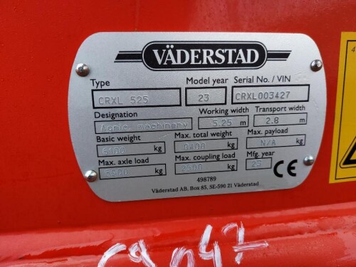 CARRIER XL 525 Vaderstad Outils du sol